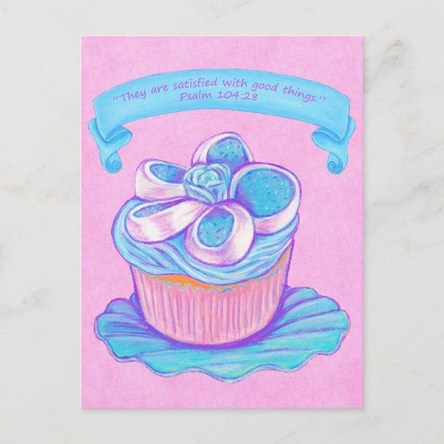 Blue Cupkaka~Bra Sak Scripture Postcard Vykort (Framsida)