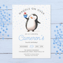 Blue Cupkaka Penguin Firande, barn Birthday