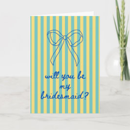 Blue Cursive + Aqua & Yellow Bridesmaid Proposal Kort
