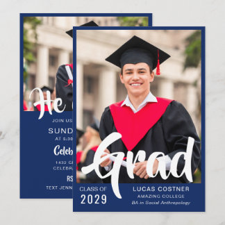 Blue Custom Graduation Announcement & Party Invite Inbjudningar