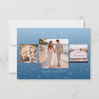 Blue Custom Photo Wedding Thank You Card Flat Tack Kort