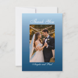 Blue Custom Photo Wedding Thank You Card Flat Tack Kort