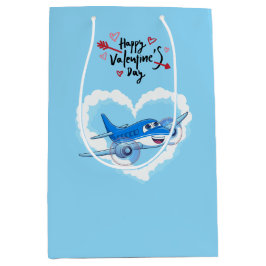 Blue Cute Airplan & Clouds, Kids Valentindag