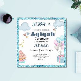Blue Cute Aqeeqah-Aqiqah-inbjudan Inbjudningar