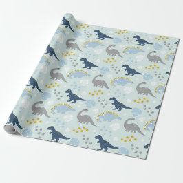Blue Cute Dinosaur Baby Shower Mönster Presentpapper