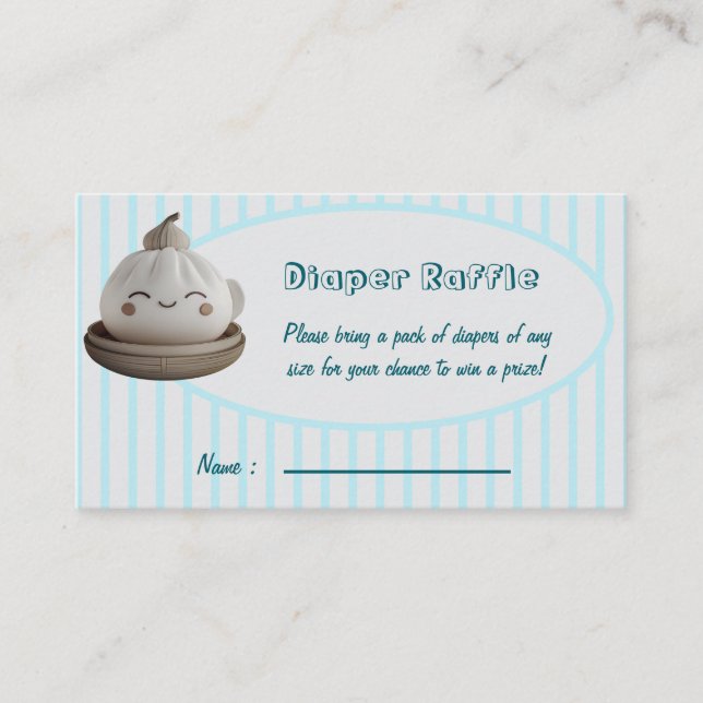 Blue Cute Dumpling Diaper Raffle Enclosure Card Tilläggskort (Framsida)