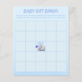 Blue Cute Elephant Pojke Shower Bingo Game
