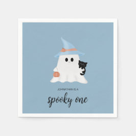 Blue Cute Ghost Halloween-taloky Ett födelsedag Pappersservett
