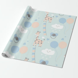 Blue Cute Giraffe Baby Shower Mönster Presentpapper
