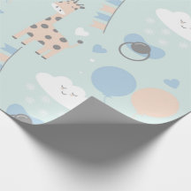 Blue Cute Giraffe Baby Shower Mönster