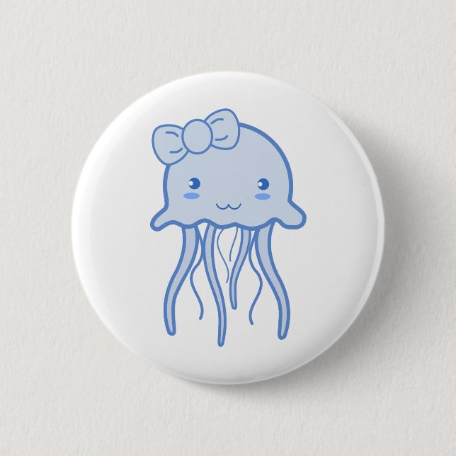 Blue Cute Jellyfish Knapp (Framsida)