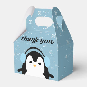 Blue Cute Penguin Winter Baby Shower Tack Presentaskar