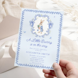 Blue Cute Peter Rabbit Baby Shower Inbjudningar