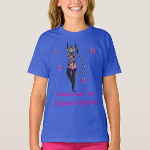 Blue Cute Robot Giggle Roligt T-Shirt