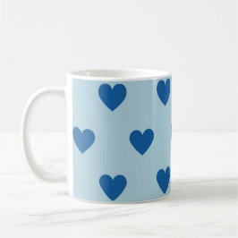 Blue Cute Simple Heart Mönster Kaffemugg