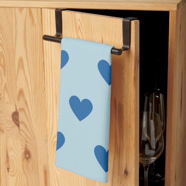 Blue Cute Simple Heart Mönster Kökshandduk (Thirds Fold)