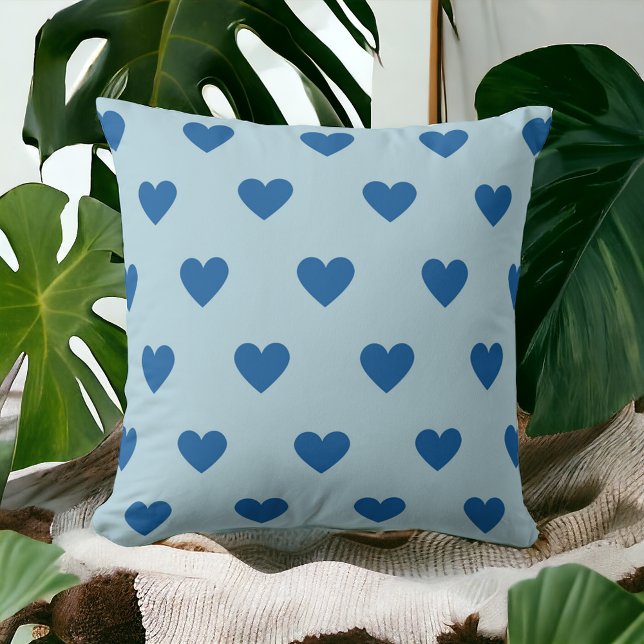 Blue Cute Simple Heart Mönster Kudde (Skapare uppladdad)