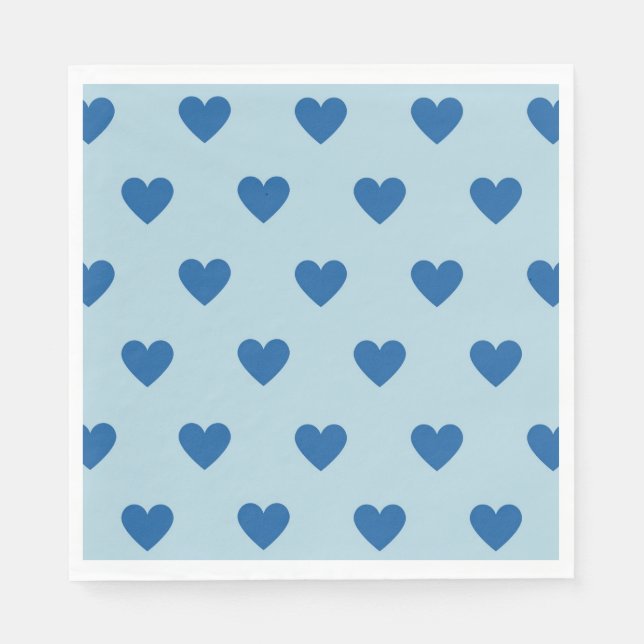 Blue Cute Simple Heart Mönster Pappersservett (Framsidan)