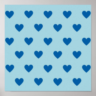Blue Cute Simple Heart Mönster Poster