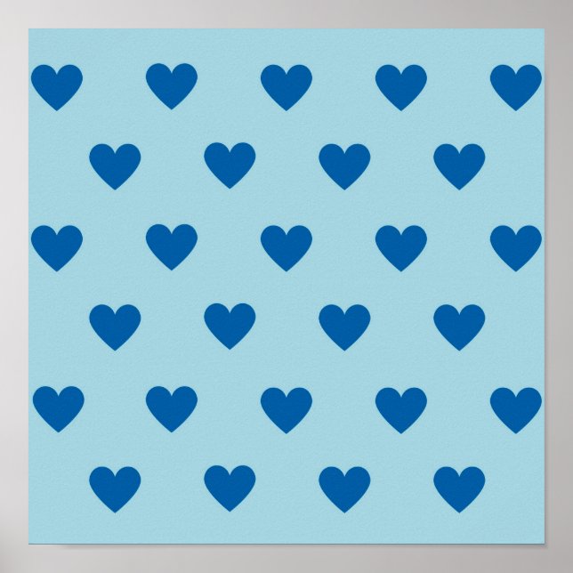Blue Cute Simple Heart Mönster Poster (Framsidan)