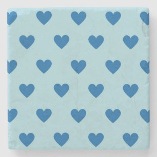 Blue Cute Simple Heart Mönster Stenunderlägg