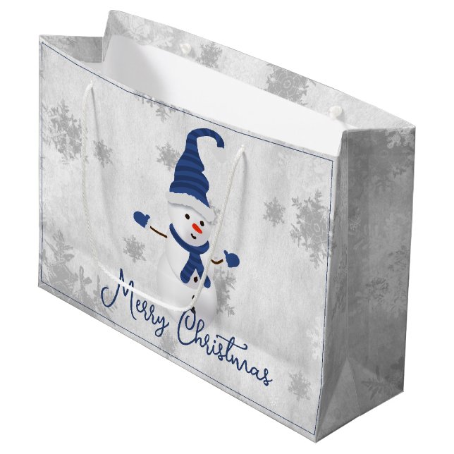 Blue Cute Snögubbe Helgdag Gift Bag (Framsidan Vinklad)