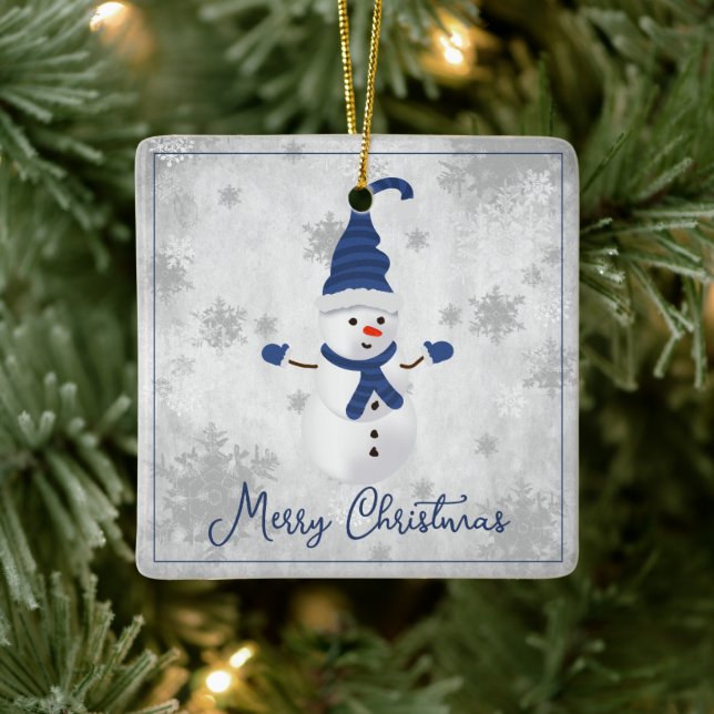 Blue Cute Snögubbe Helgdag Ornament (Träd)