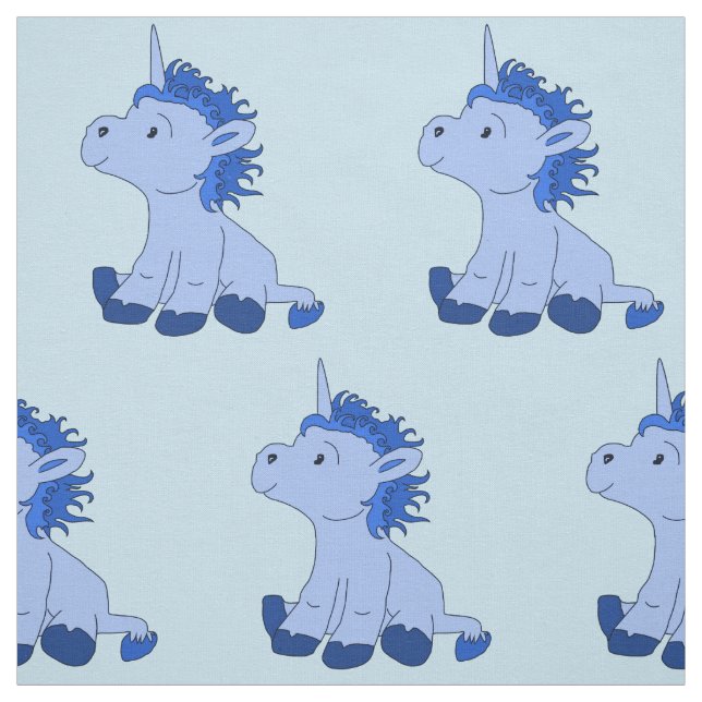Blue Cute Unicorn - Fabric för barn Tyg (Provkarta)