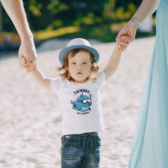 Blue Cute Whale Swimming My Cardio Barn T-Shirt (Skapare uppladdad)