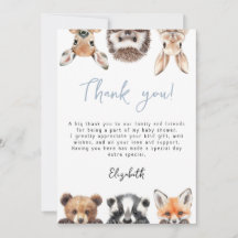 Blue Cute Woodland Forest Animals Baby Shower