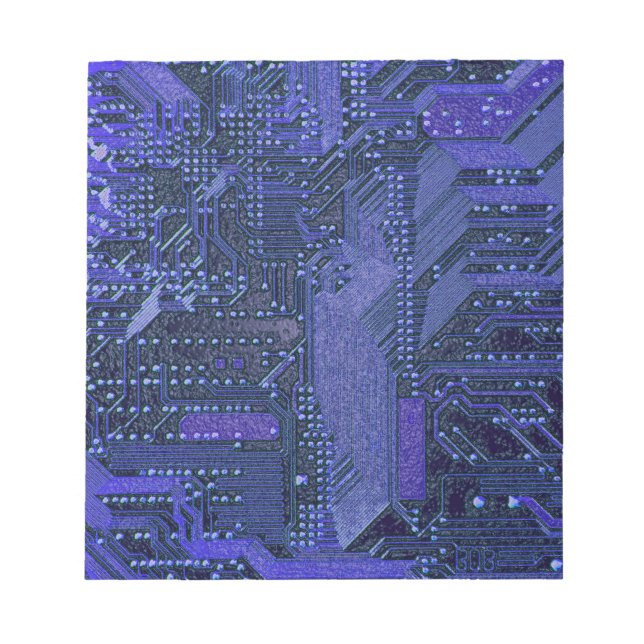 Blue Cyber Circuit Board Tech Art Electronics Anteckningsblock (Framsida)