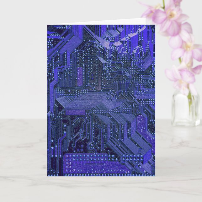 Blue Cyber Circuit Board Tech Art Electronics Kort (Orkide)