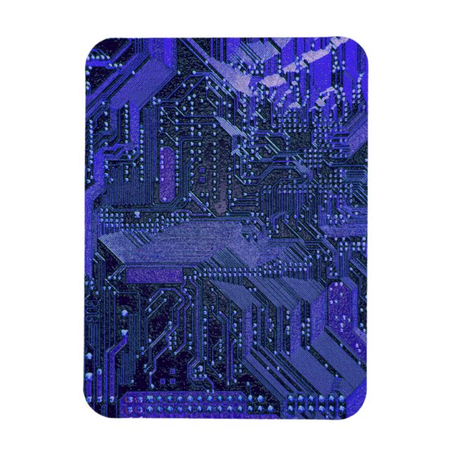 Blue Cyber Circuit Board Tech Art Electronics Magnet (Vertikal)
