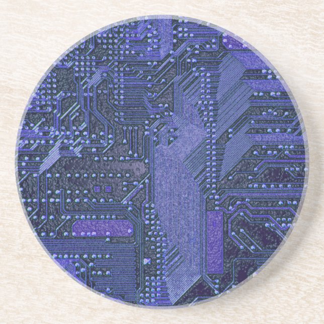 Blue Cyber Circuit Board Tech Art Electronics Underlägg (Framsidan)
