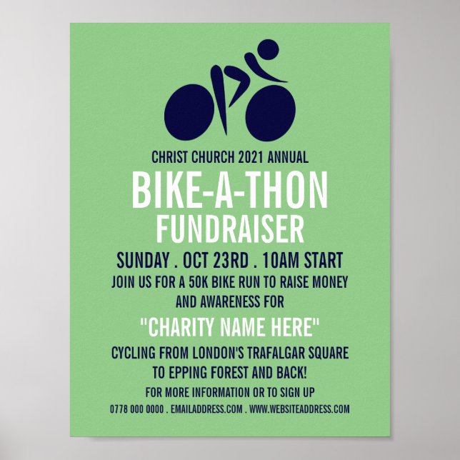 Blue Cycling Logotyp, Charity Bike-a-Thon-händelse Poster (Framsidan)