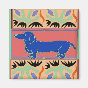 Blue Dachshund Abstrakt Fauvism Magnet