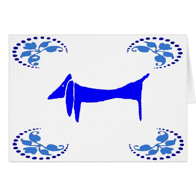 Blue Dachshund Abstrakt Hundar Hälsningskort (Framsidan Horizontal)