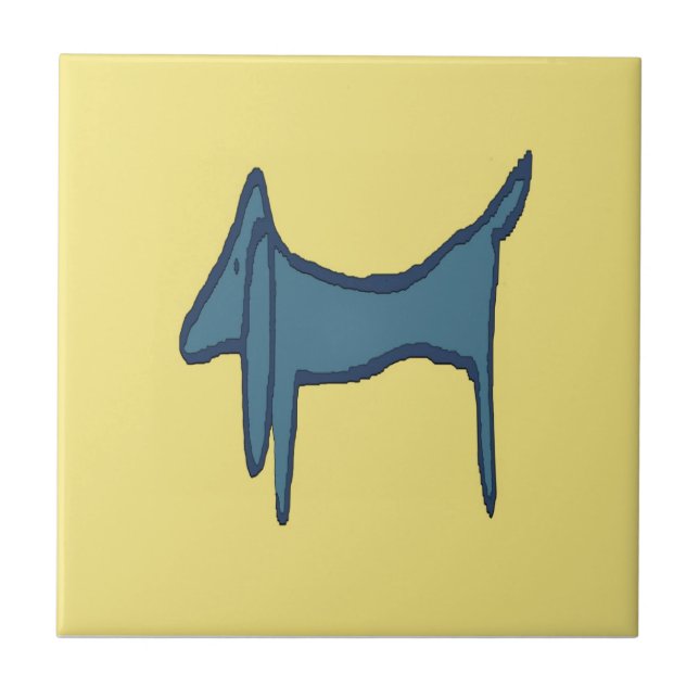 Blue Dachshund Abstrakt Kakelplatta (Framsidan)