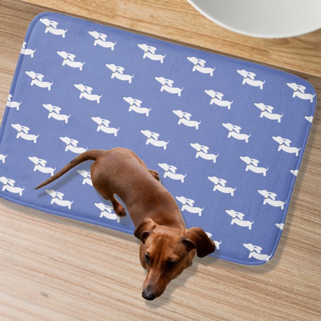 Blue Dachshund Bath Mat Badrumsmatta (Dachshund themed restroom)