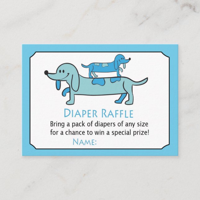 Blue Dachshund Diaper Raffle Biljett (Framsida)