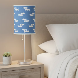 Blue Dachshund Home Office WFH Lamp