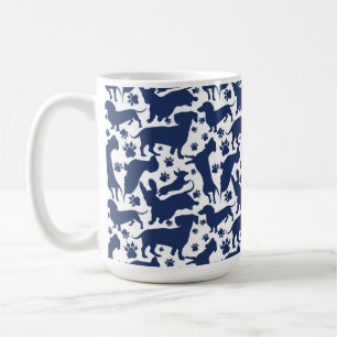 Blue Dachshund Mönster Dekorativ kudde-teatern Kaffemugg