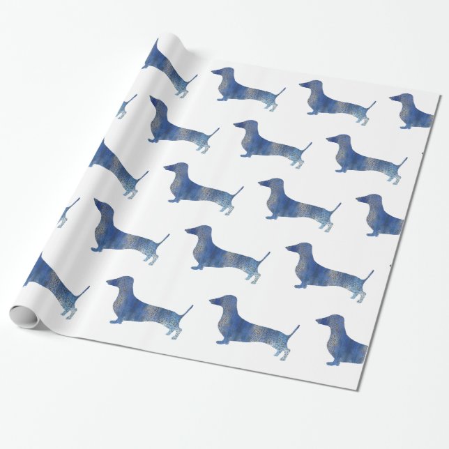 Blue Dachshund Presentpapper (Utrullad)