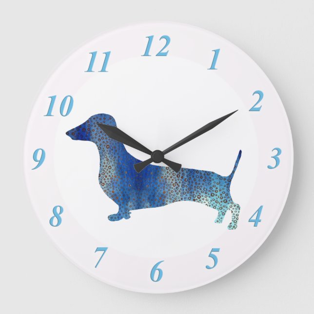 Blue Dachshund Stor Klocka (Framsida)