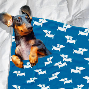 Blue Dachshunds Dancing Ull Doxie Blanket Fleecefilt