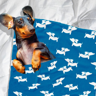 Blue Dachshunds Dancing Ull Doxie Blanket Fleecefilt