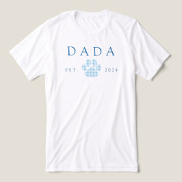 Blue Dada Gingham Puppy Paw Skriv ut födelsedag T Shirt