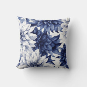 Blue Dahlia Blommönster 1 Kudde