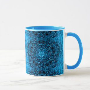 BLUE DAHLIA FLOWERS Abstrakt Blommigt Mugg