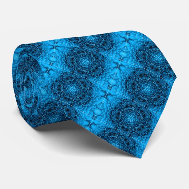 BLUE DAHLIA FLOWERS Abstrakt Blommigt Slips (Rullad)